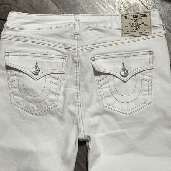NWT True Religion World Tour Flare Mid Rise Capri Jeans White‎ Women’s Size 28 - Picture 7 of 8